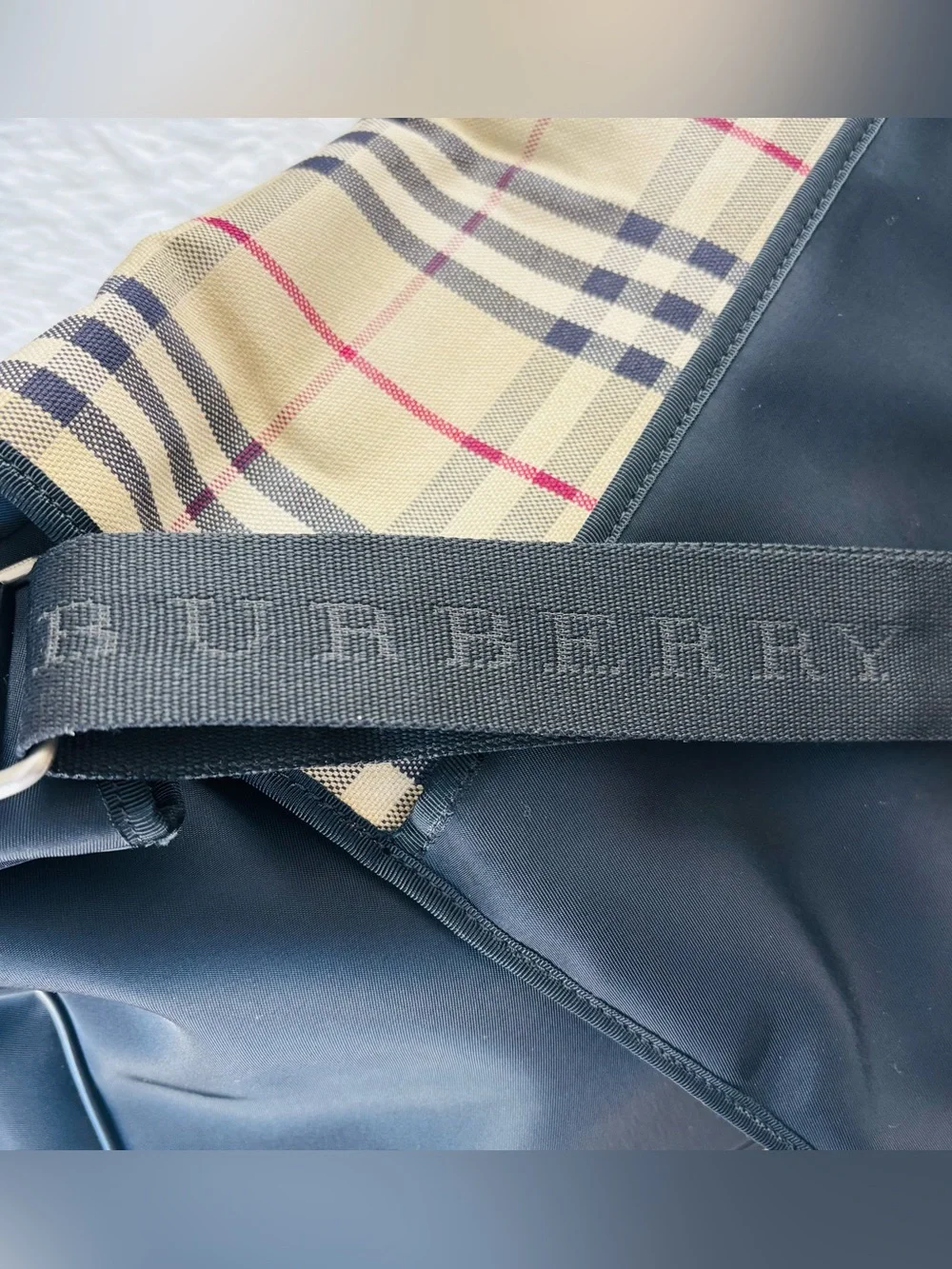 Burberry Black Label Nova Check Canvas Black Nylon Crossbody/Messenger Large Bag